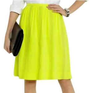 J CREW Womens 100% Silk Skirt Embroidered Pleated Zip Knee Length Chic Vibrant
